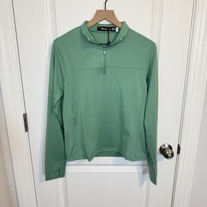 NWT RLX Ralph Lauren Women's L Performance Quarter Zip Haven Green Pullover Golf